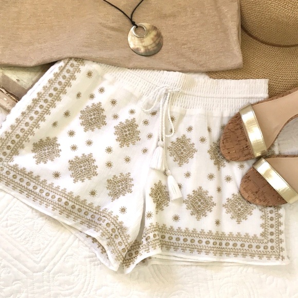 J. Crew Pants - J. Crew Gold Embroidered Shorts